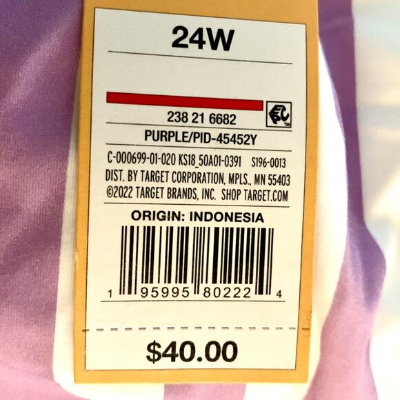 Kona Sol Plus One Piece Purple Stripe Print V-Neck High Leg Swim Suit 24W Plus - Picture 8 of 10